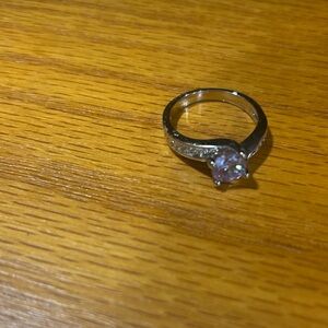 Classic Solitaire Silver Ring with Clear Center Stone